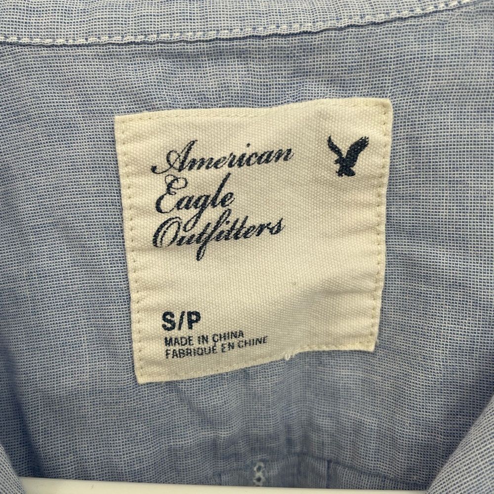 American Eagle Outfitters Blue White Stripe Accent Button Down Women’s Size S - Picture 3 of 5